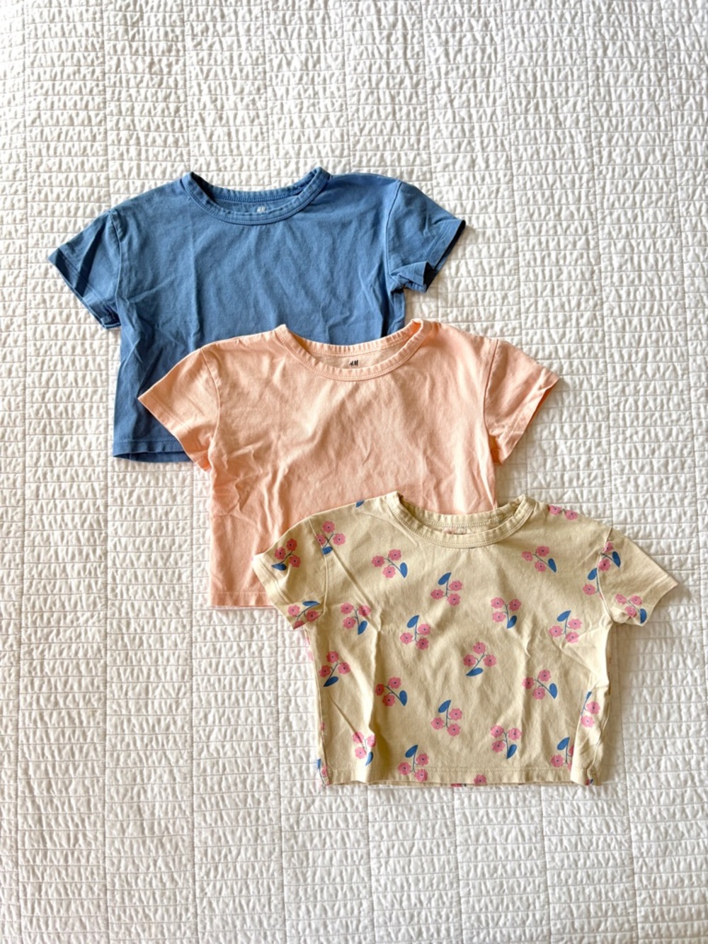 H&M Cotton Jersey Tee Set - Blue, Peach & Beige Floral - Toddler Girl Size 2T